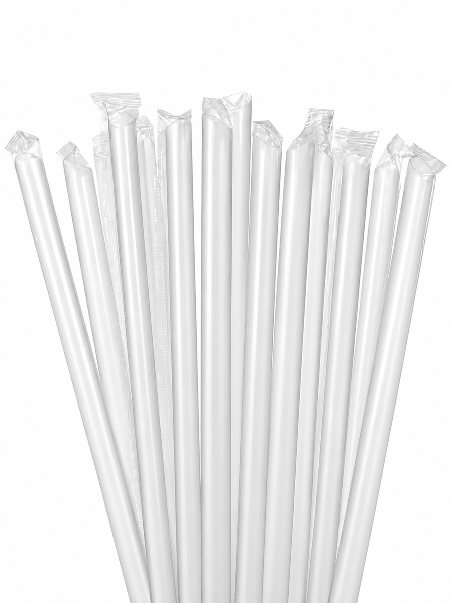 Kalın Bubble Şeffaf Renk Sargılı Pipet 50'li Paket