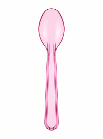 Tatlı Kaşığı Şeffaf Pembe Renk 50'li Paket